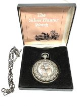 Boxed franklin mint silver pocket watch the watch is ticking