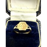 9ct Gold fox head Signet Ring (1.7g)