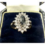 9ct Gold Sapphire & White Gemstone Dress Ring (3.7g)