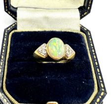 9ct Gold Opal & Diamond Dress Ring (4.3g)