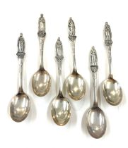Set of 6 Sterling Silver commemorative tea spoon, Cooper Brothers & Sons Ltd 1936, Sheffield,