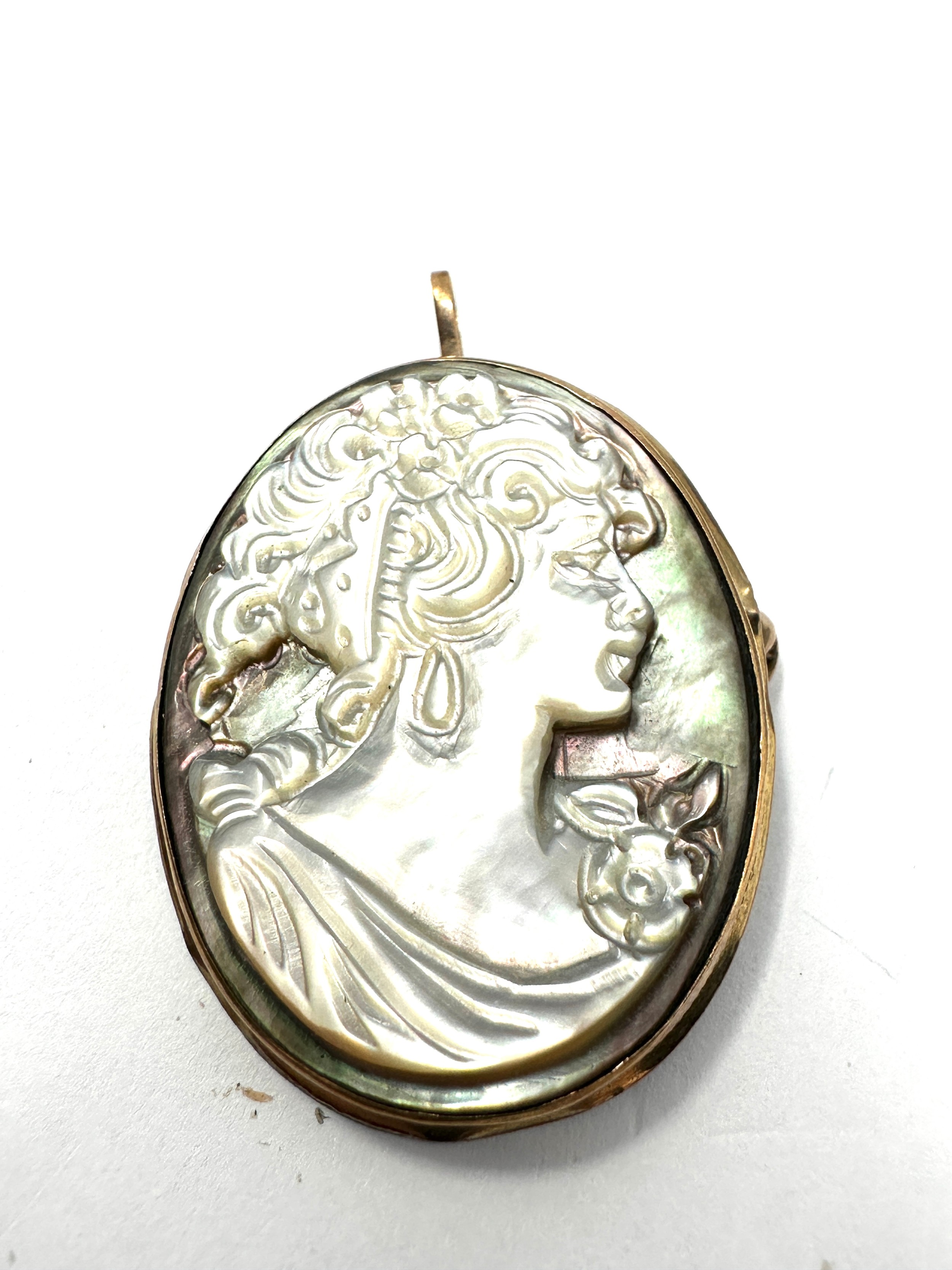 9ct Gold Mother Of Pearl Cameo Brooch (5.2g)