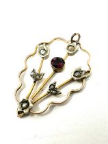 9ct Gold Antique Seed Pearl & Garnet Pendant (1.7g)