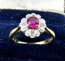 18ct Gold Ruby & Diamond Dress Ring (3g)