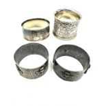 4 x .silver & white metal Napkin Rings