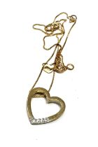 9ct Gold White Gemstone Heart Pendant Necklace (1.6g)