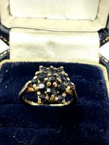 9ct Gold Sapphire Cluster Ring (2.5g)