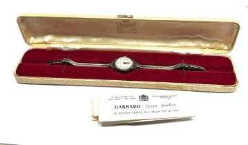 Vintage ladies presentation silver Garrard wristwatch the watch is ticking