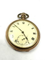 Antique gold plated open face pocket watch the watch is ticking