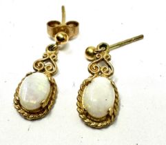 9ct Gold White Opal Drop Earrings (1.4g)