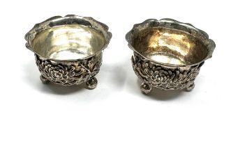 2 chinese silver condiment pots