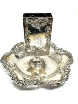 Antique silver matchbox holder & ashtray