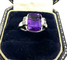 9ct White Gold Amethyst Ring (3.4g)