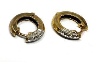 9ct Gold Diamond Hoop Earrings (3g)