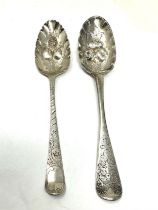 2 x georgian silver berry spoons