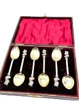 6 boxed victorian silver teaspoons