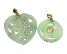 2 X 14ct Gold Jade Pendants (9.8g)