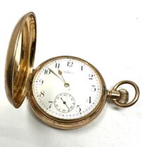 Antique gold plated waltham full hunter pocket watch the watch is ticking