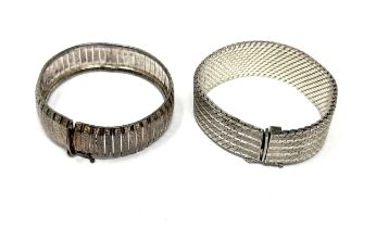 Two Silver Omega Link Chunky Bracelets (103g)