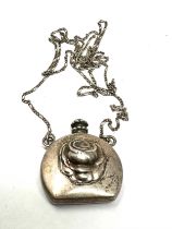 Vintage silver pendant perfume bottle necklace 14g