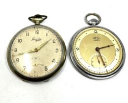 2 vintage open face pocket watches the watches are iticking