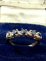 9ct Gold Vintage Sapphire And Diamond Set Jalf Hoop Eternity Ring (1.5g)