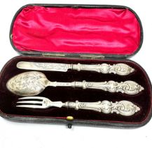 Antique boxed silver christening set