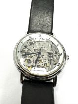 gents mid size skeleton dial rotary wristwatch the watch is ticking