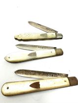 3 x antique silver mop fruit knives