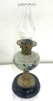 Vintage oil lamp and funnel, 21 inches tall