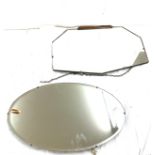 2 Vintage frameless beveled edge mirrors largest measures approximately 22 inches wide 13 inches