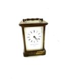 Vintage Matthew Norman brass carriage clock with key, untested