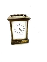 Vintage Matthew Norman brass carriage clock with key, untested