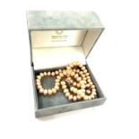 9ct gold Salmon pink pearl earrings with a silver clasp pink salmon pearl necklace
