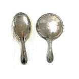 Vintage silver 2 piece brush set includes mirror and brush