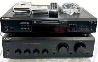 Sony Mini Disc player MDS-JE530, plus Sony amplifier TA FE530R, in working order, includes wires