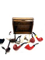 Large selection of smoking pipes to include pipe stand and makers Old Brier etc