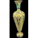 Antique William Moorcroft Macintyre Florianware vase green and gold hand painted detailing,