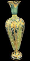 Antique William Moorcroft Macintyre Florianware vase green and gold hand painted detailing,