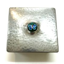 Antique art nouveau Tudric pewter and enamel trinket box marked 0126, approximate size 10 x 10cm