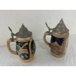 Gerz W Germany lidded stein, plus one other, tallest measures 8.5 inches