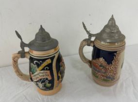 Gerz W Germany lidded stein, plus one other, tallest measures 8.5 inches