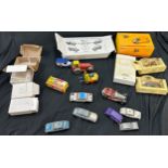Selection of vintage and later assorted cars, some with original boxes to include Corgi, Dinky, Days