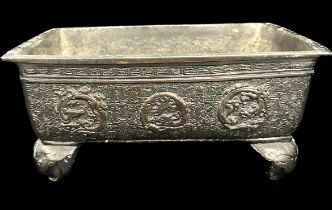 Antique Chinese bronze censer cast with Dragons, marks to base, approximate measurements: Height 8.