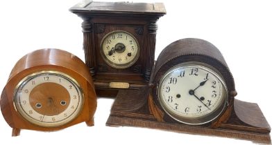 Selection of three 2 key hole mantle clocks, all untested