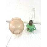Small vintage oil lamps and a Oil lamp shade