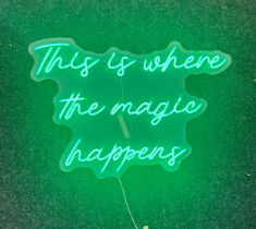 Neon beach light up "this is where the magic happens" green neon light, complete working order
