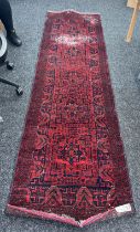 Large persian khaumohamadi rug runner measures approximately 2.93 meters by 0.85 meters