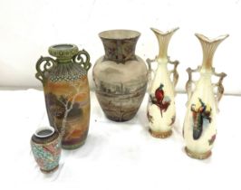 Selection of assorted vases includes Noritake, Stafford etc