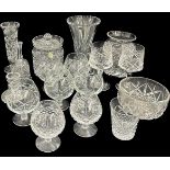 Selection of various cut glass to include Waterfords biscuit jar, vase etc